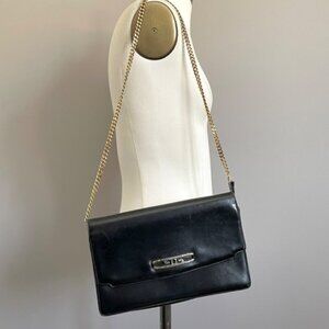 Vintage Gucci Black Leather Convertible Shoulder Bag / Clutch - Medium 🇮🇹